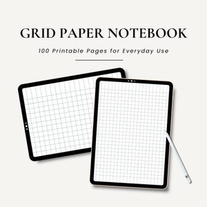 100-Page Printable Grid Paper PDF | Graph Paper Notebook | A4 A5 Letter | Instant Digital Download