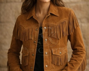 Jaqueta feminina de camurça com franjas, estilo country, boho vintage, tamanhos XS a 5XL.