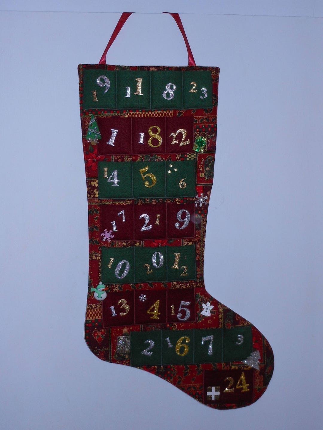 Fabric Christmas Stocking Advent Calendar With Pockets Etsy Sweden