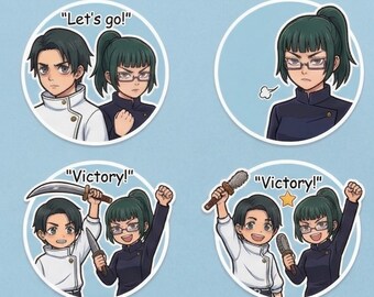 Yuta and Maki Telegram Stickers | Cute Anime Couple Emotes | JJK Digital Chat Stickers | Anime Fanart Messaging Pack | Digital Download