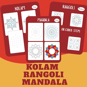 BrainDots 3 in 1 Kolam Rangoli Mandala Drawing & Coloring With Color Coded Steps