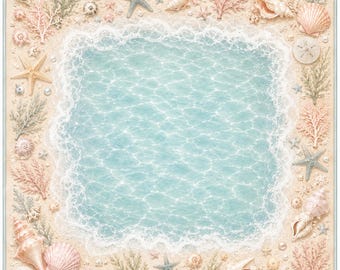 Coastal Beach Mahjong Mat, Seashell Ocean Mahjong Table Mat, Nautical Summer Game Mat, American Mahjong Gift