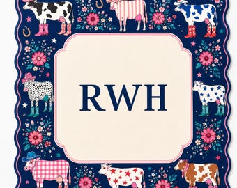"Personalisierte Cowgirl Mahjong ""Matte"", Name Mahjong Matte, Western Spiel Tischmatte, Amerikanisches Mahjong Geschenk, Pinke Cowboy Kuh."