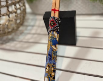 Handmade Wooden Chopsticks with Thai Fabric case, Reusable Chopsticks Gift, Sushi Gift Set, Travel Chopsticks, Eco Friendly Tableware.