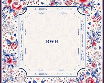 Personalisierte Vaterländische Mahjong Matte, Floral Americana Mahjong Tischmatte, 4. Juli Mahjong Geschenk, Benutzerdefinierte Monogramm Matte