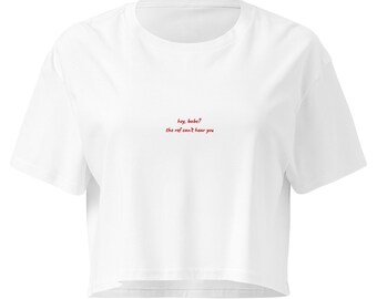 Top cropped para o dia do jogo | Ei, gata, o juiz não pode te ouvir | Camiseta para torcer pelo time de futebol americano