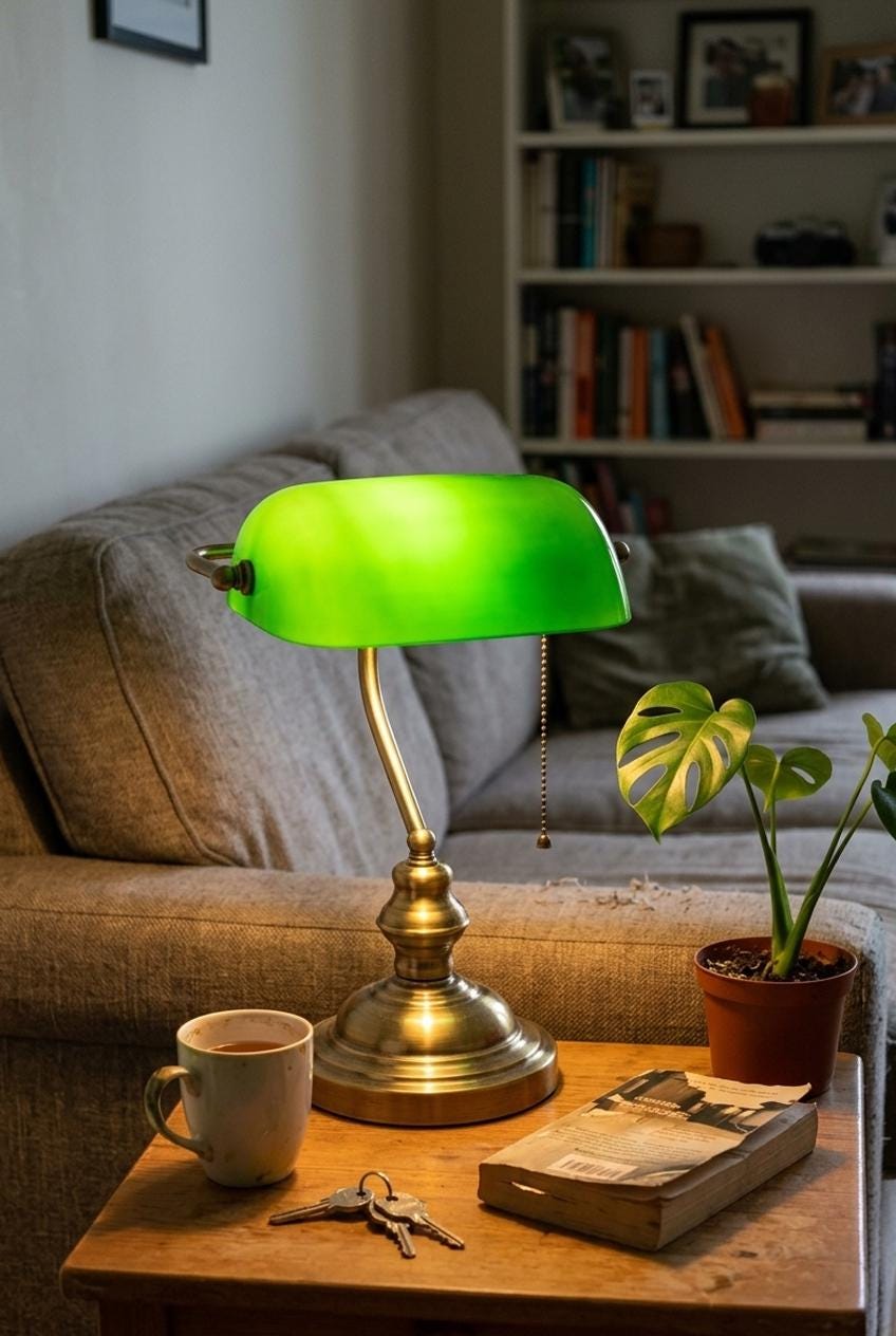 Green gold bankers lamp