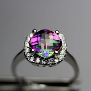 Brilliant Genuine Mystic Topaz in an Accented Sterling Silver Setting