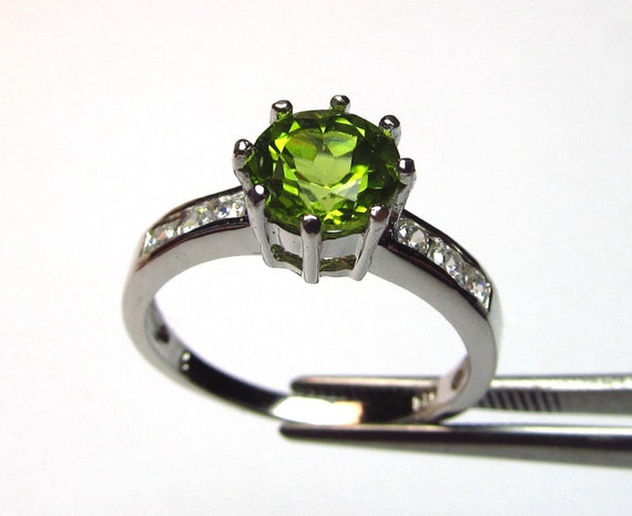 Brilliant Peridot in an Accented Sterling Silver Setting Size 7