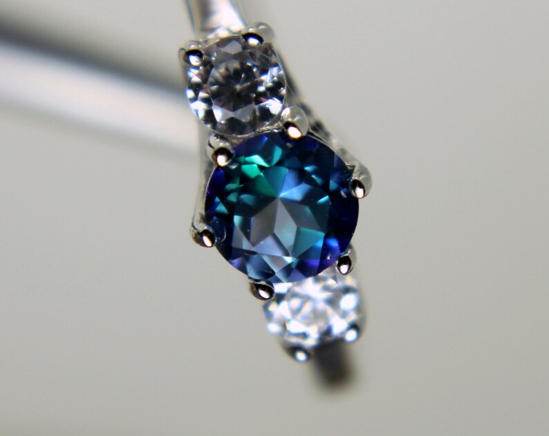 Neptune Garden Topaz Round in an Gleaming Accented Sterling Etsy