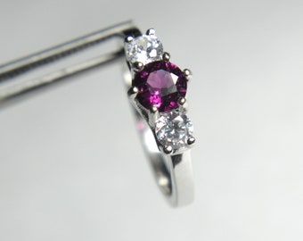 Enchanting Grape Garnet Round in an Accented Sterling Silver Ring