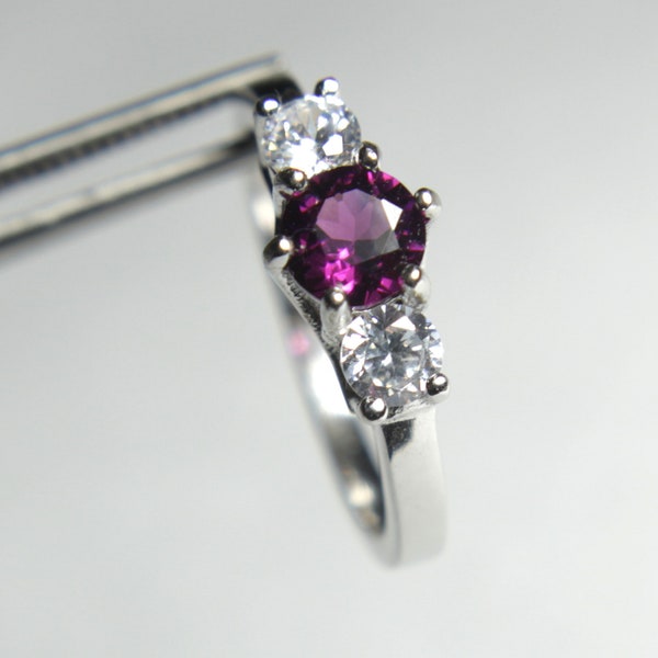 Enchanting Grape Garnet Round in an Accented Sterling Silver Ring