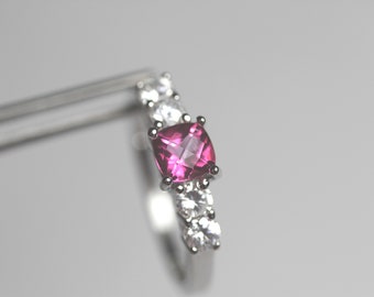 CLEARANCE Pretty Genuine Pure Pink Topaz Square in an Accented Sterling Silver Setting