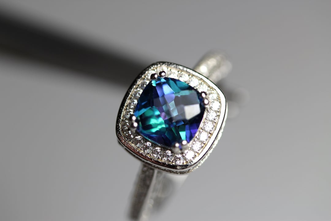 Genuine Neptune Garden Topaz in an Accented Sterling Silver Setting Etsy