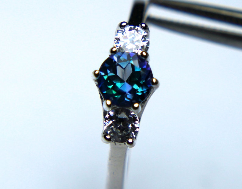 Neptune Garden Topaz Round in an Gleaming Accented Sterling Etsy