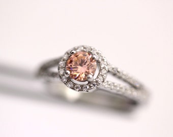 Unique Morganite CZ in a Handsome Accented Sterling Silver Setting