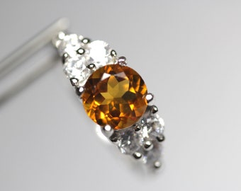 Genuine Madeira Citrine in a Brilliant Accented Sterling Silver Setting