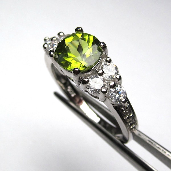 Luscious Genuine Peridot in a Brilliant Accented Sterling Silver Setting