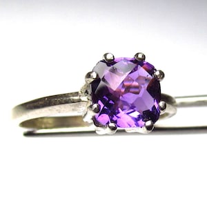 Remarkable Genuine African Amethyst Square Cushion in Sterling Silver Ring