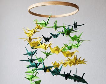 ORIGAMI CRANE MOBILE - green decoration