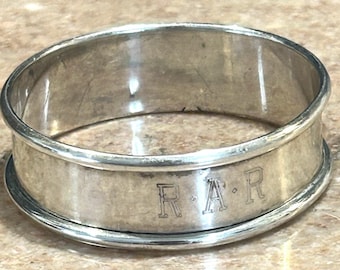 Anillo para servilletas Webster de plata esterlina vintage, 8,26 gramos, monograma R.A.R.