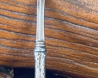 Webster 7” Sterling Silver Handle Sugar Spoon Hammered With Blank Shield 34 Gr