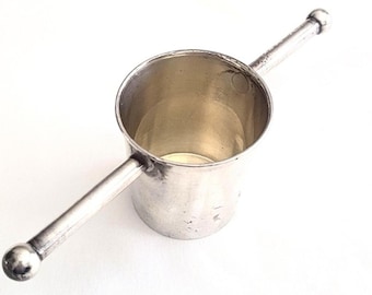 Vntg-sterlingzilver Webster-boilermaker met twee handvaten Rollover Jigger-borrelglas