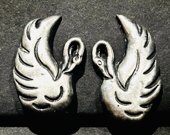 Vintage sterlingzilveren zwaanoorbellen Mexico schroefbodem 9,42 gram 1 1/8" x 3/4"