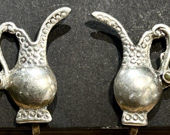 Jarra de agua mexicana vintage de plata esterlina con pendientes de cierre de rosca 6.4 G