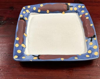 Stephen Kilborn Pottery Red Chile Small 6.75” Square Plate Taos New Mexico