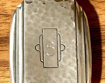 Flacone di profumo Art Déco vintage Webster Co in argento sterling martellato a mano con incisione "S"