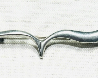 Vintage Taxco Mexico Solid Sterling Silver Abstract Seagull Brooch Signed TM-140
