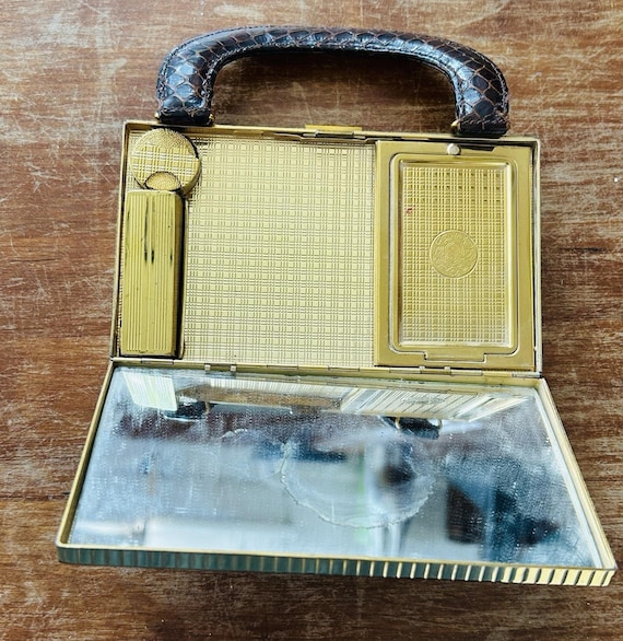 Vintage 1950s Evans Case Company Brown Reptile Print … - Gem