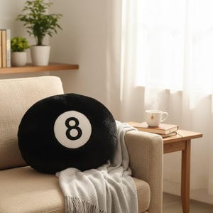 8 bal pluche kussen streetwear kamer decor rond biljartkussen zachte acht poolbal knuffel esthetiek gamer cadeau Y2K 35 CM AFMETINGEN