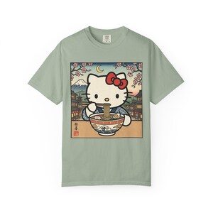 Hello Kitty Ramen Bowl T-Shirt | Japanese Ukiyo-e Style Tee | T-Shirt Comfort Colors Retro Meme Shirt Embarrassing Shirts Funny Graphic Tees image 7