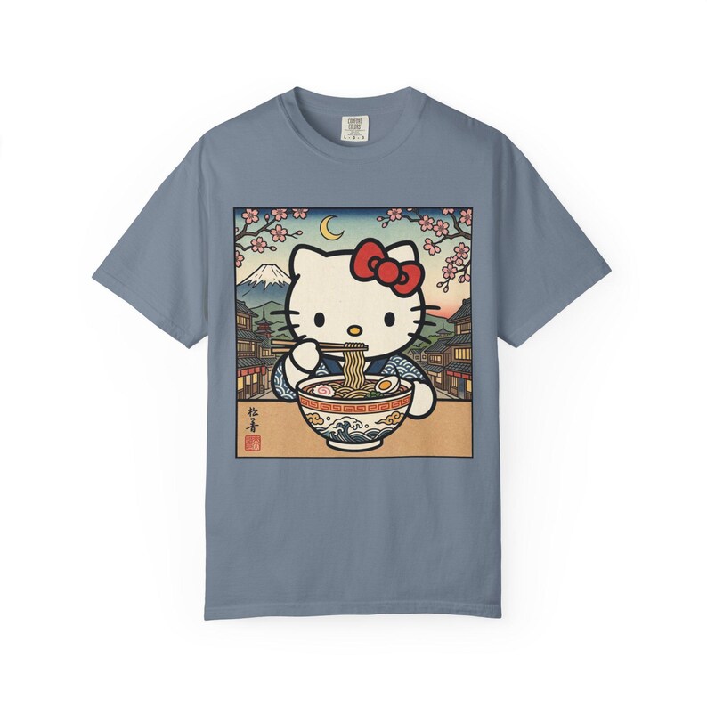 Hello Kitty Ramen Bowl T-Shirt | Japanese Ukiyo-e Style Tee | T-Shirt Comfort Colors Retro Meme Shirt Embarrassing Shirts Funny Graphic Tees image 9