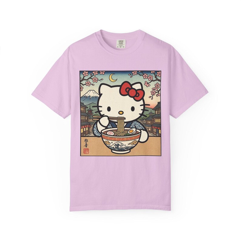 Hello Kitty Ramen Bowl T-Shirt | Japanese Ukiyo-e Style Tee | T-Shirt Comfort Colors Retro Meme Shirt Embarrassing Shirts Funny Graphic Tees image 13