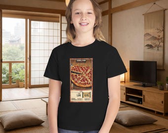 Costco Menu Pizza Youth Tee Japanese Ukiyo-e | Retro Food Ad, Pizza Slice Artwork, Kirkland