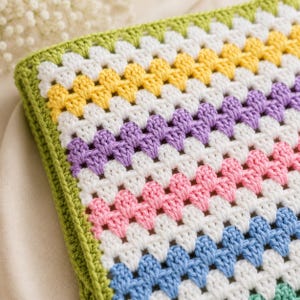 Beginner Granny Stripe Baby Blanket Pattern | Easy Crochet Blanket PDF image 2