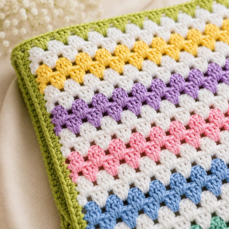 Beginner Granny Stripe Baby Blanket Pattern | Easy Crochet Blanket PDF image 2