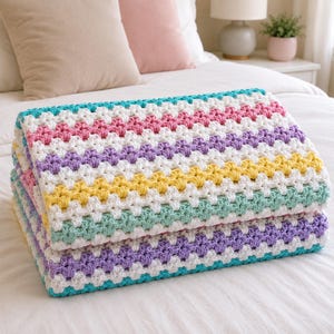 Beginner Granny Stripe Baby Blanket Pattern | Easy Crochet Blanket PDF image 16