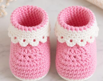 Crochet Baby Booties Pattern PDF | Folded Cuff Baby Shoes | Beginner-Friendly Tutorial