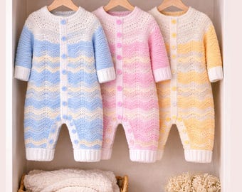 Crochet Ripple Romper Pattern | Baby Onesie, Newborn to 6 Months (PDF Pattern)