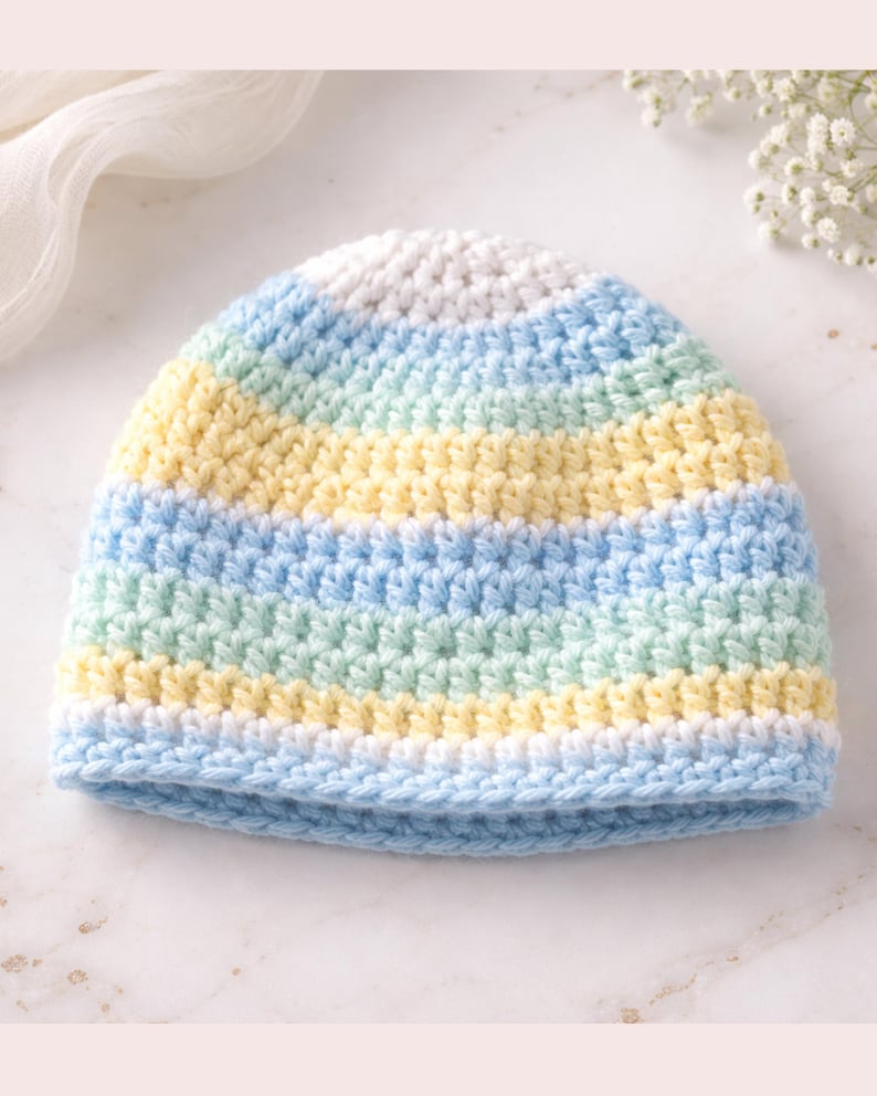 Beginner Crochet Baby Hat Pattern | Preemie NICU Beanie (PDF Pattern ...