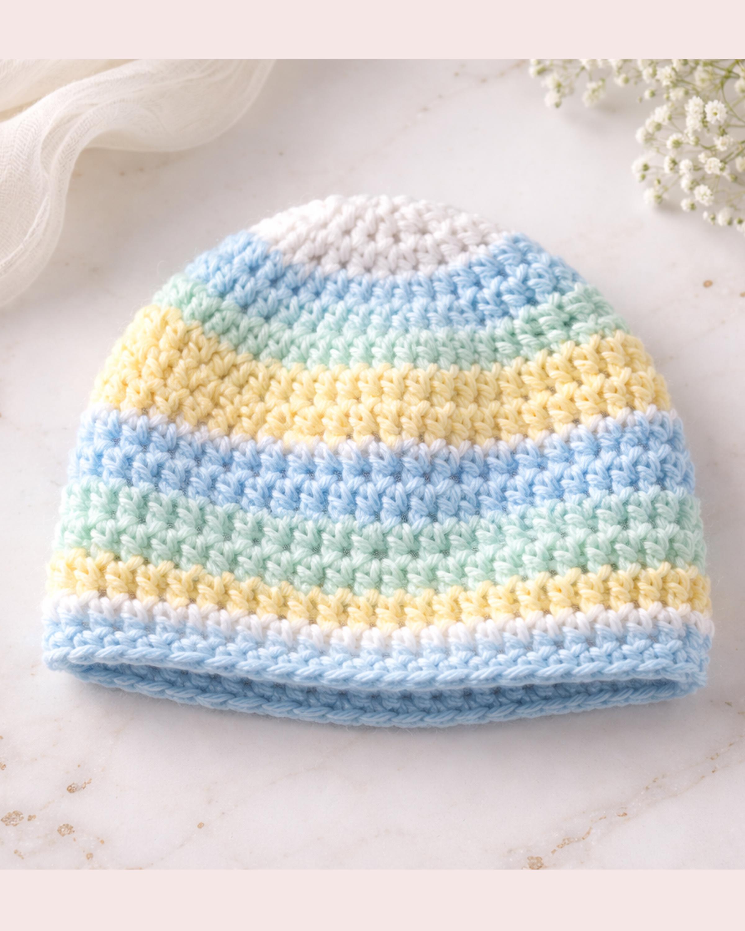 Beginner Crochet Baby Hat Pattern | Preemie NICU Beanie (PDF Pattern ...