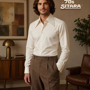 70s White Collar Dress Shirt - Etsy