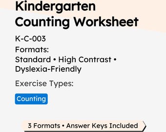 Kindergarten Counting Worksheet – Printable, No Prep, Multiple Accessibility Formats