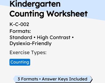 Kindergarten Counting Worksheet – Printable, No Prep, Multiple Accessibility Formats