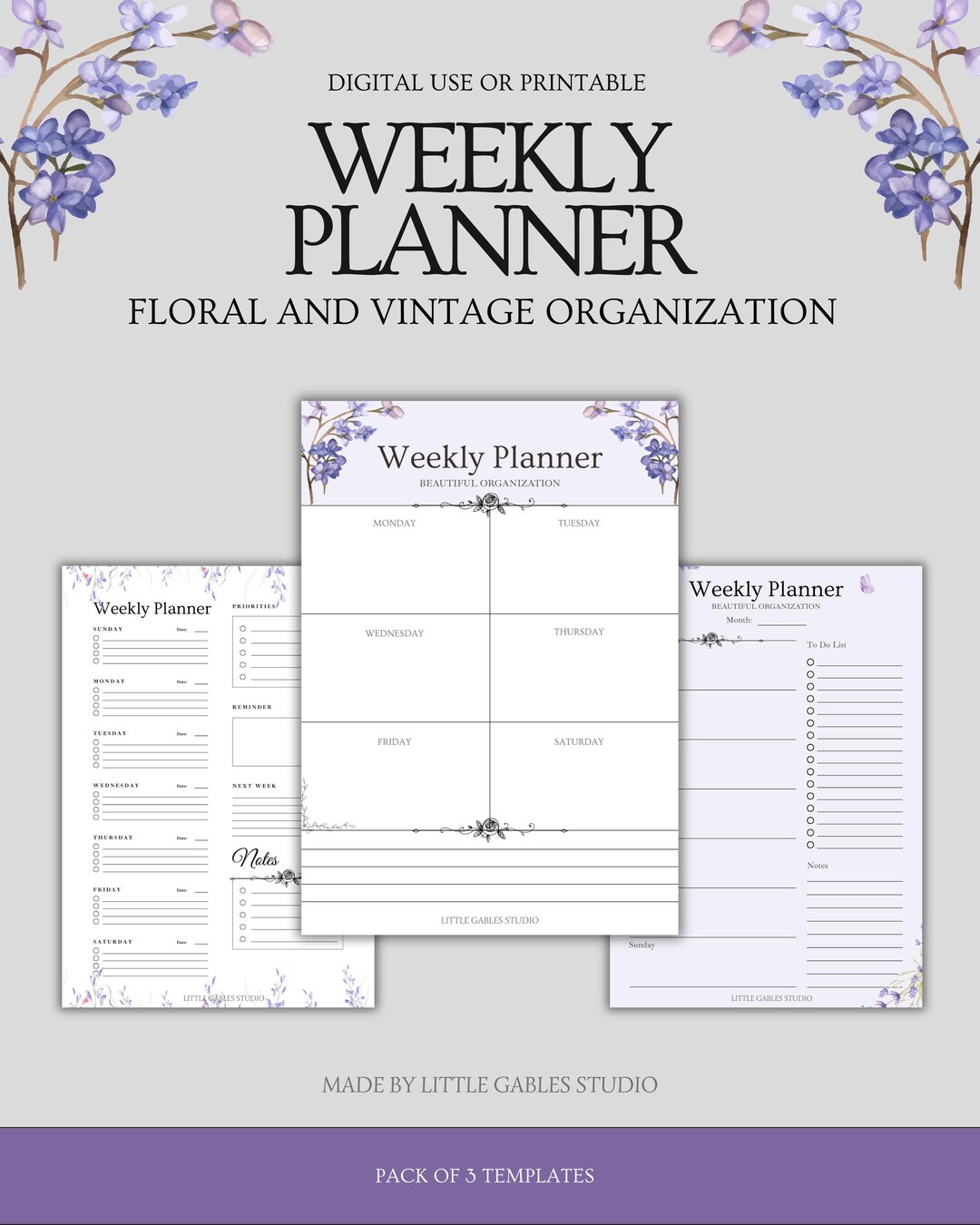 Floral Weekly Planner Printable Bundle |aesthetic Planner | Digital Use ...