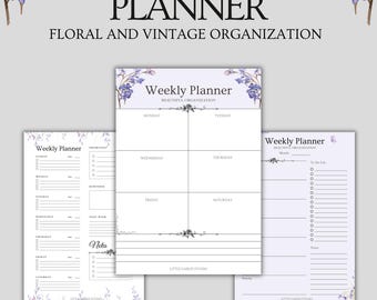 Floral Weekly Planner Printable Bundle |aesthetic Planner | Digital Use ...